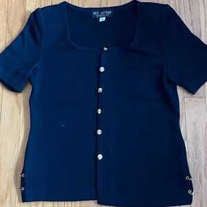 Black St John knit button down top
